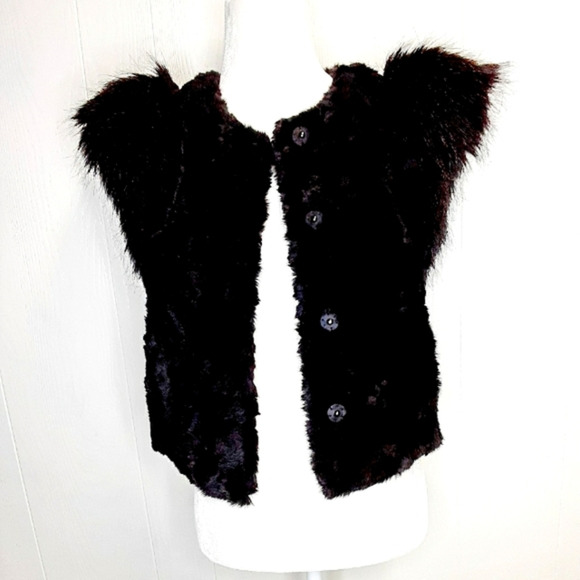 Neiman Marcus Button Down Faux Fur Vest XS - Picture 1 of 5